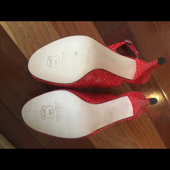 Stuart Weitzman red snakeskin sling backs - Picture 4 of 4